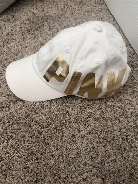 PINK Victoria's Secret White Cap with Metallic Gold Logo